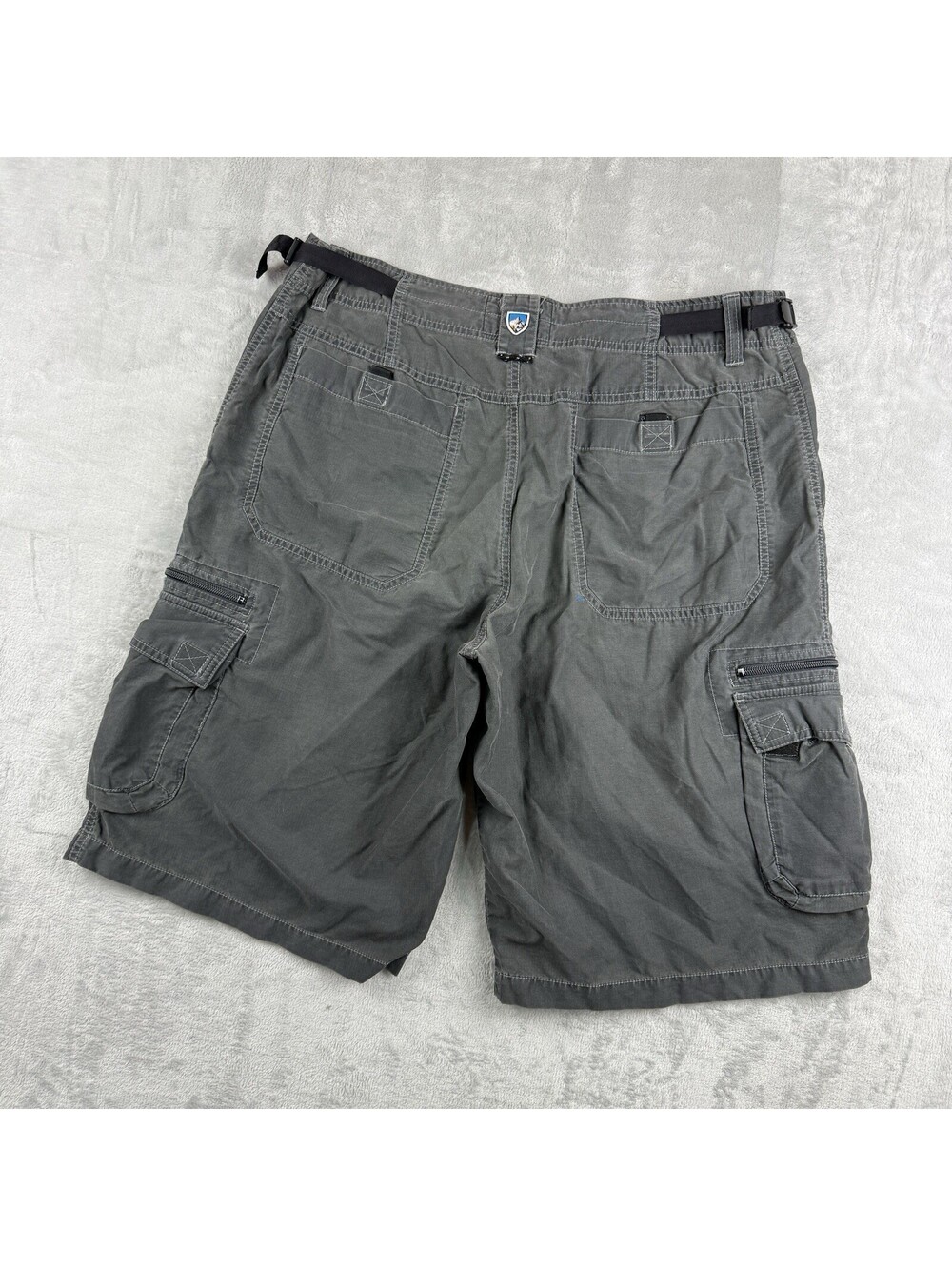 KUHL Gray Cargo Shorts Men XL Outdoor Hiking Utility MultiPocket Belted Gorpcore
